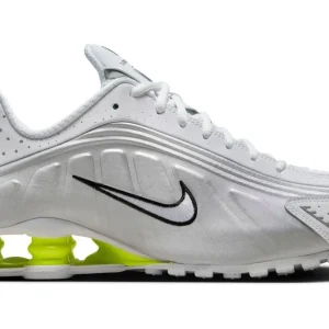 Nike Shox R4 White Metallic Silver Volt