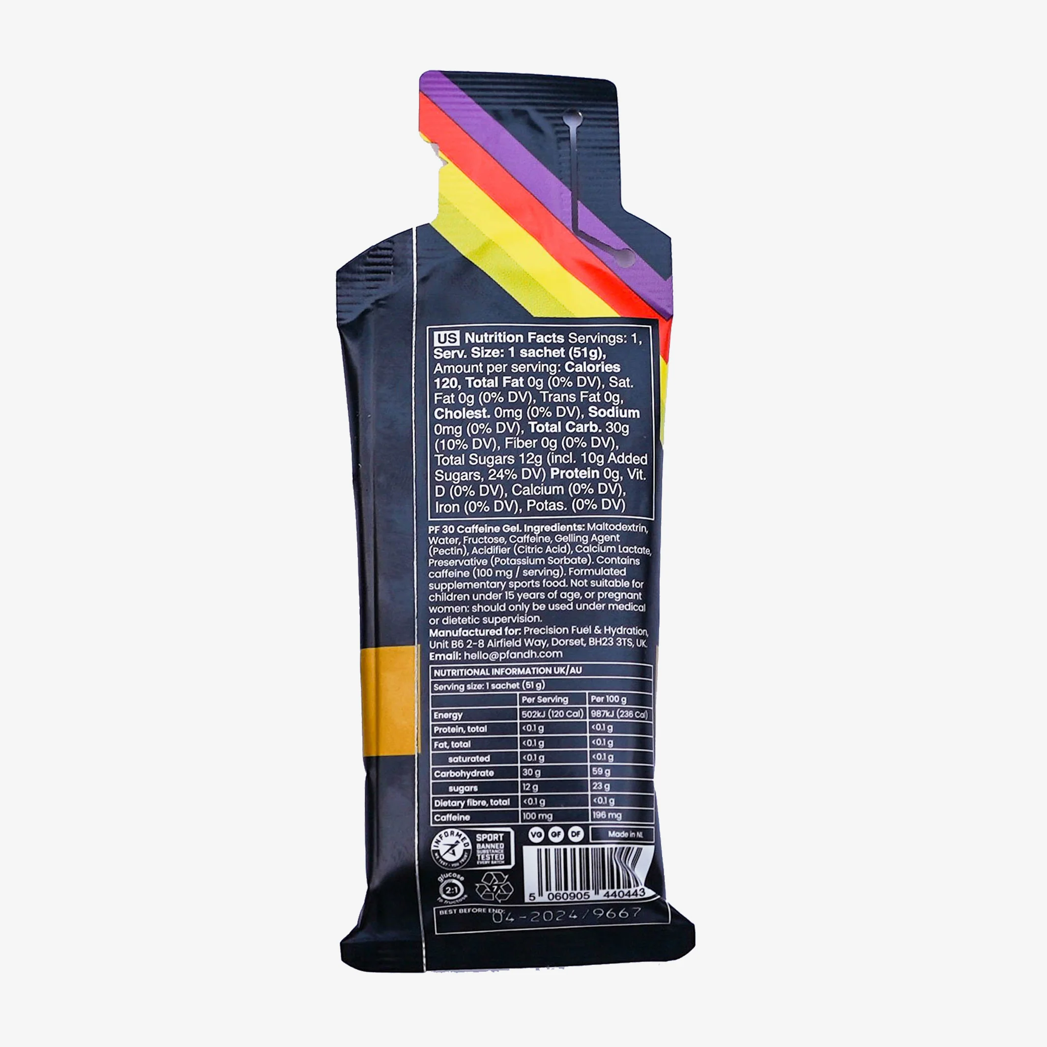 Precision Fuel - 30g Carb Caffeine Gel (boite de 15) – Image 3