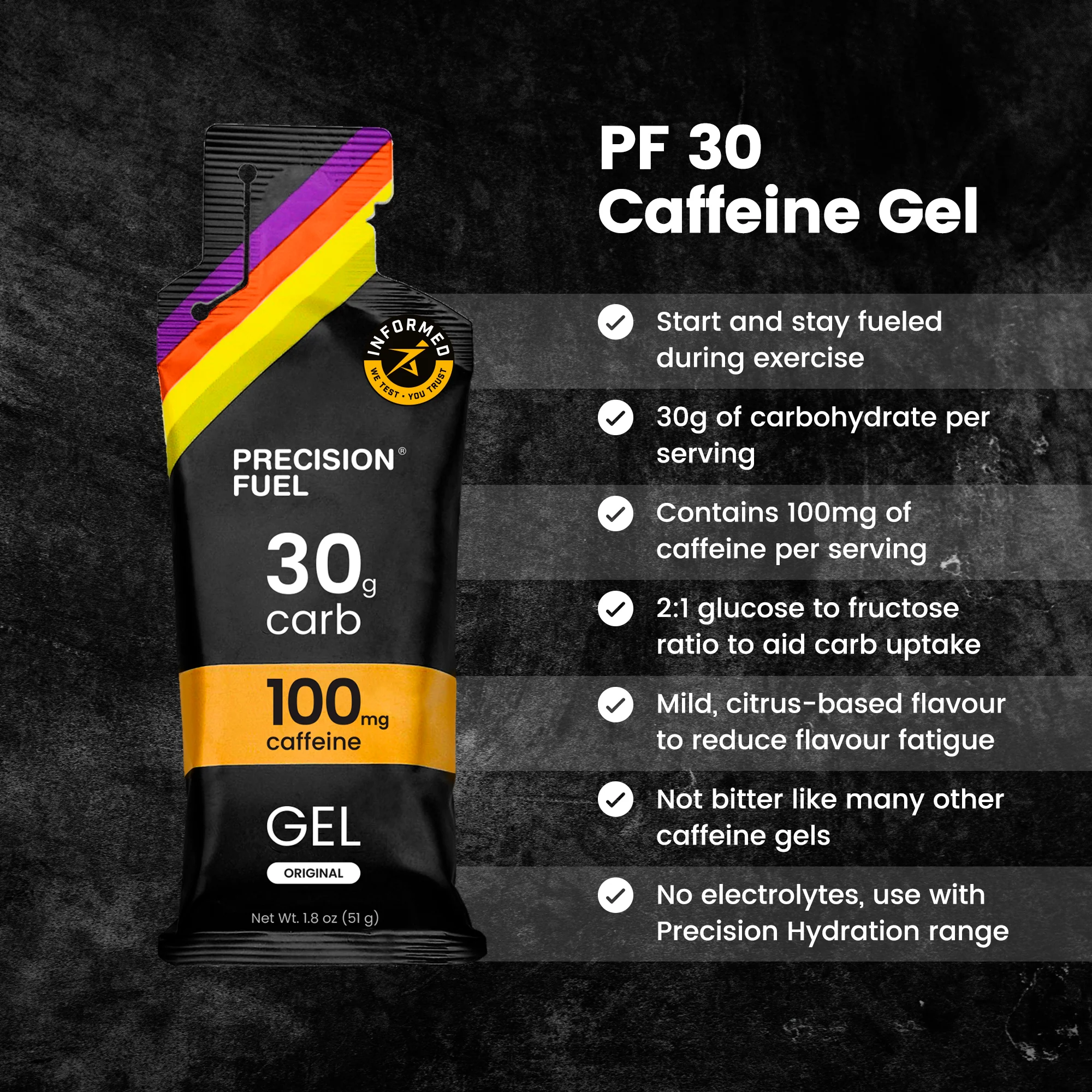 Precision Fuel - 30g Carb Caffeine Gel (boite de 15) – Image 5