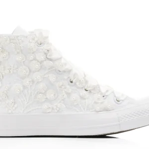 Ivory Lace Bridal Sneakers High Top : Elegant Wedding Converse for the Modern Bride
