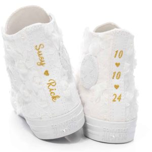 Bridal Chucks High Top With 3D Flowers