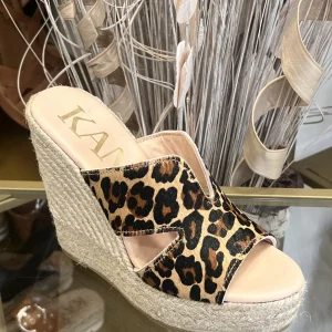 Mules Femme Pony Camel, cuir léopard, KANNA