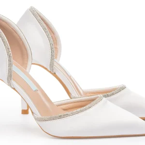 Elegant Bridal Pumps with Crystals – 4″ Pointed Toe Wedding Heels | Lovin Bridal Model Ceres