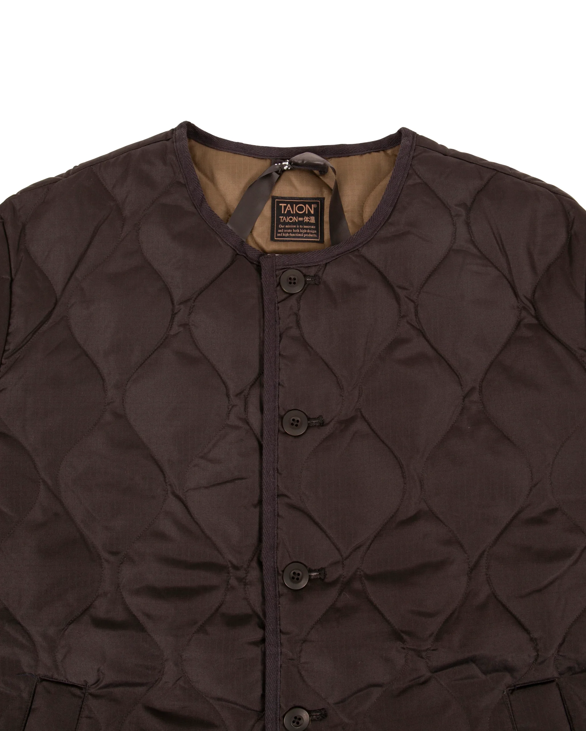 Military Crewneck Down Coat Black – Image 3