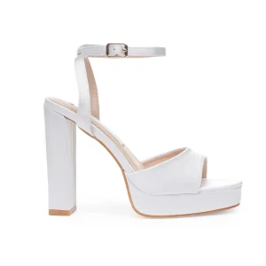 Satin Block Heel Wedding Shoes For Bride – 4.3″ Comfortable Wedding Shoes | Lovin Bridal Model Artemis